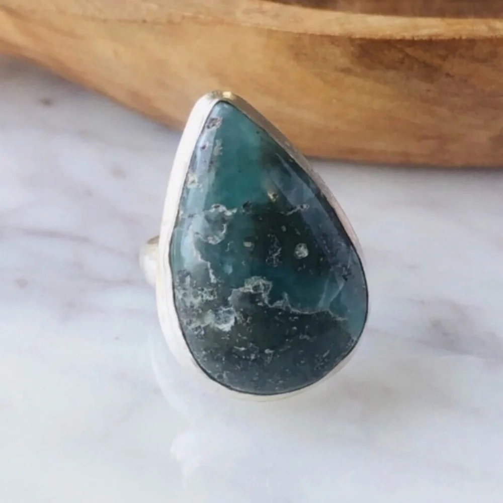 Silver Plated Republic Larimar Boho Ring